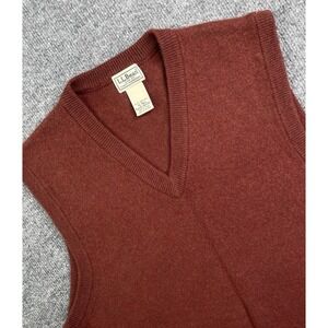 Vintage LL Bean Sweater Vest Men's XLT Rust Red Pure Lambswool V Neck Academia